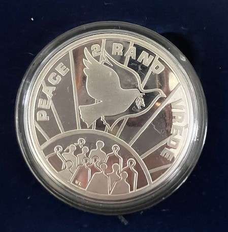 RSA 1993 R2 SILVER PEACE PROOF COIN IN SAM CASE