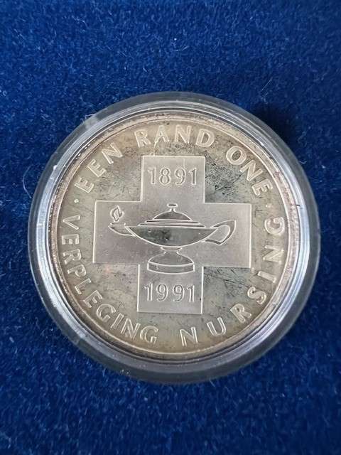 RSA 1991 R1 NURSING SILVER PROOF COIN IN SA MINT CASE
