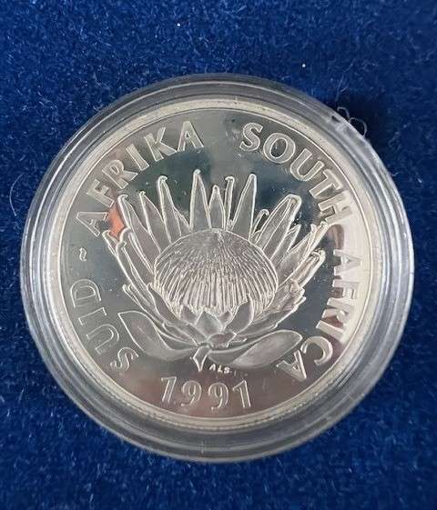 RSA 1991 R1 NURSING SILVER PROOF COIN IN SA MINT CASE