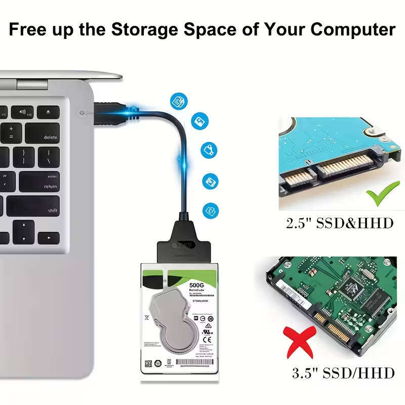 High-Speed USB 3.0 to SATA III Adapter Cable
