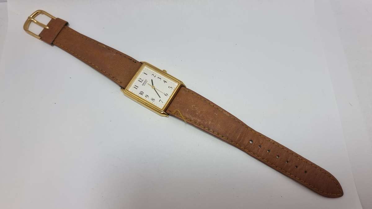 Seiko gold plated tank watch