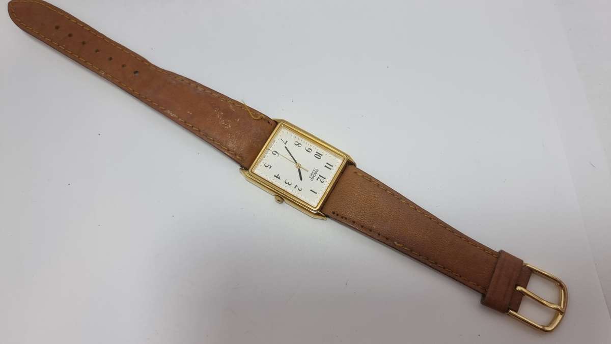 Seiko gold plated tank watch