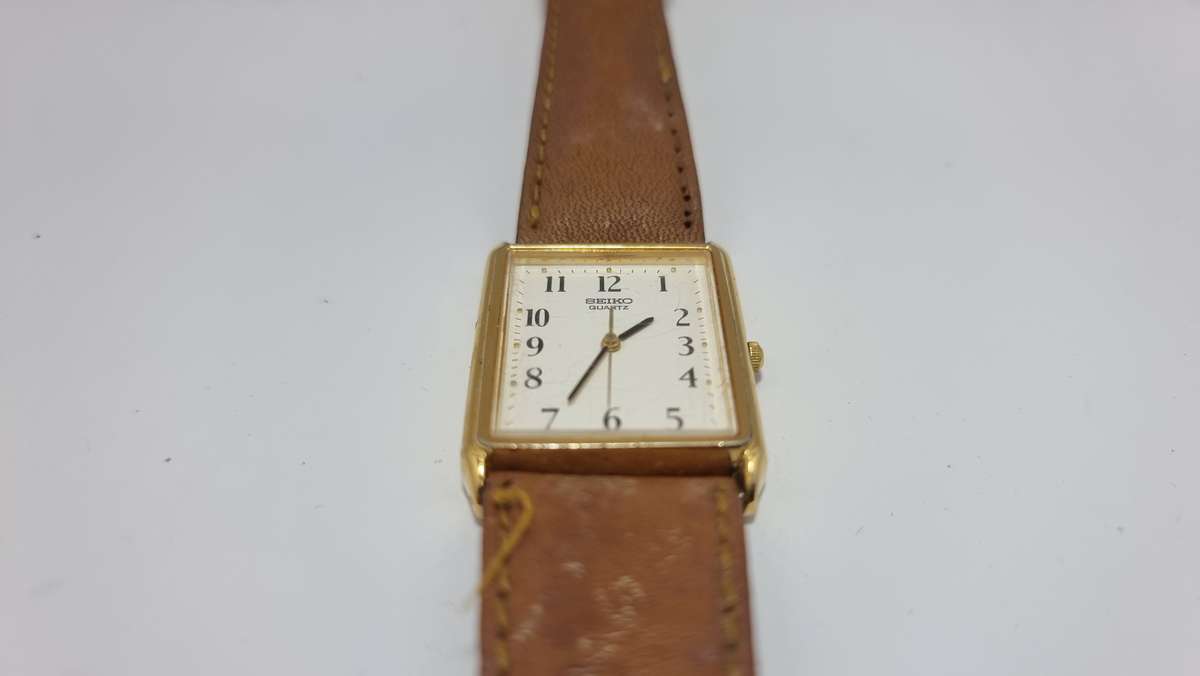 Seiko gold plated tank watch