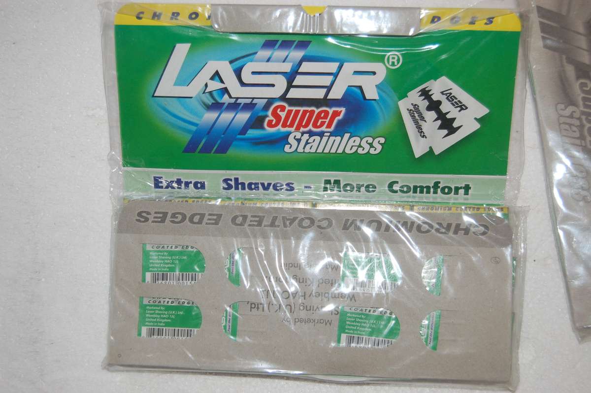LASER QUALITY RAZOR BLADES PACKED 200 PIECES PER PACK, 5 PACKS FOR SALE
