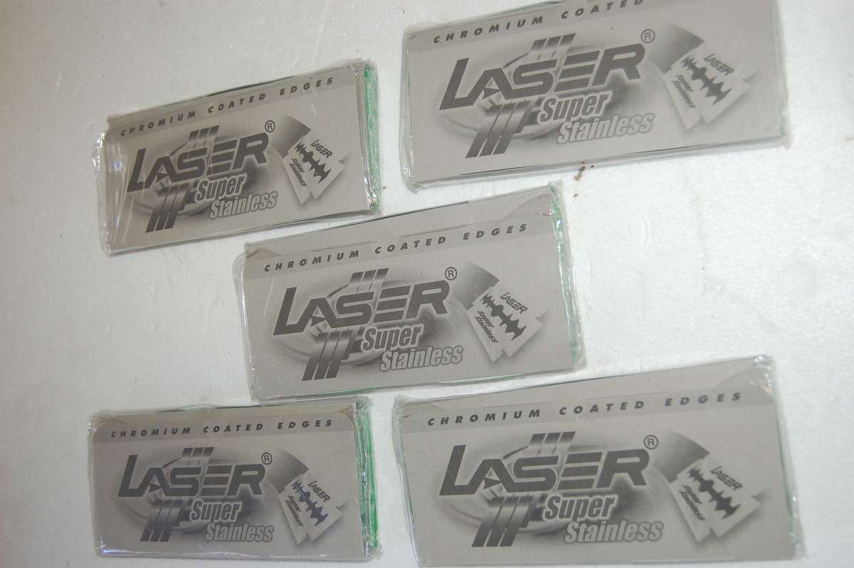 LASER QUALITY RAZOR BLADES PACKED 200 PIECES PER PACK, 5 PACKS FOR SALE