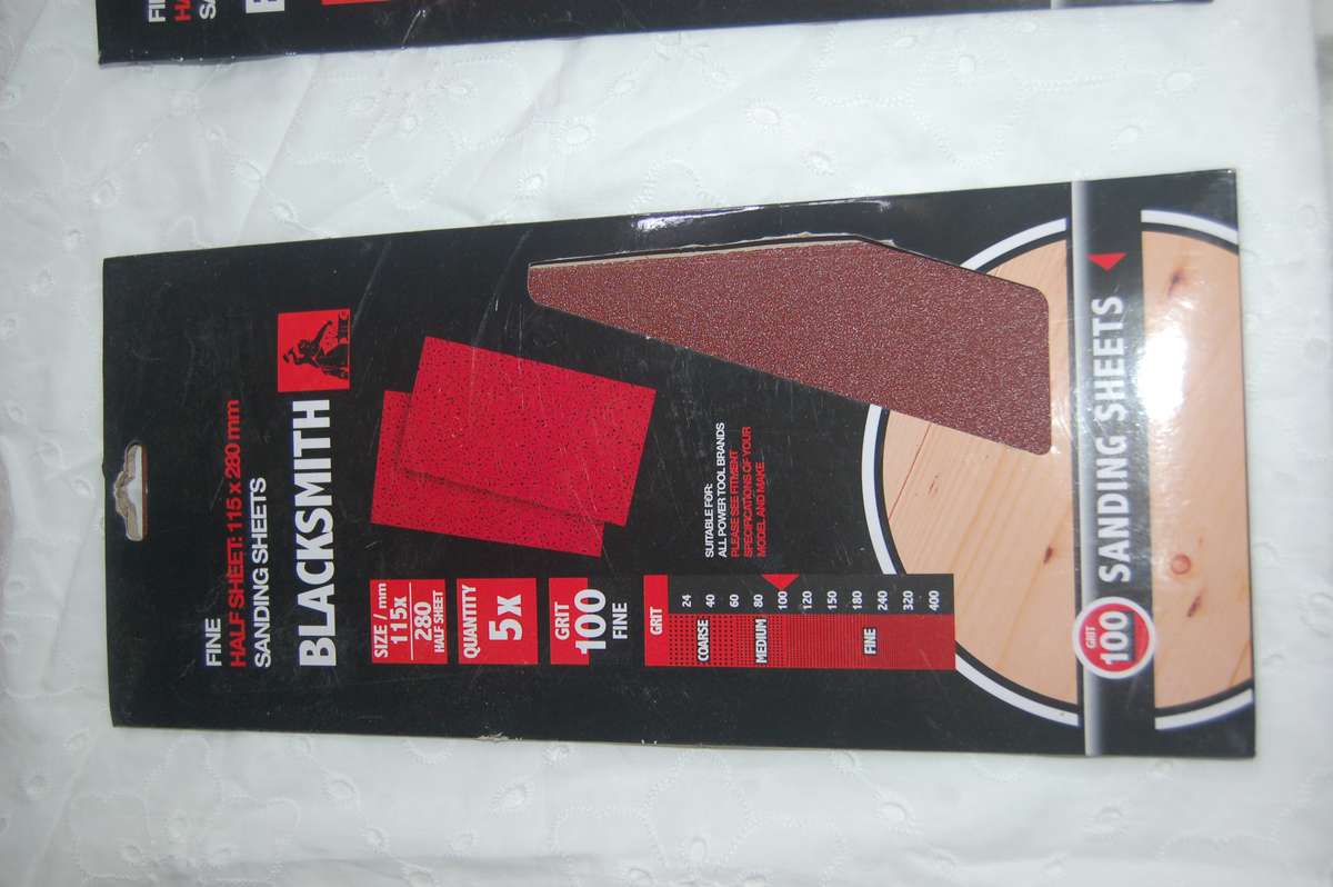 BLACKSMITH BRAND SANDING SHEETS GRIT 100 AND SIZE 115MM X 280MM WITH 5 IN THE PACK