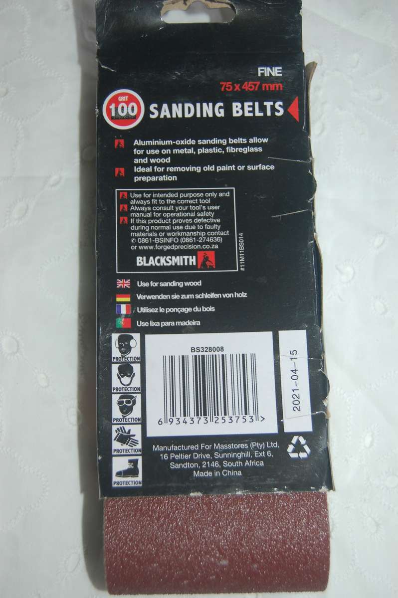 BLACKSMITH SANDING BELTS FOR SANDERS SIZE 75MM X 457MM GRIT 100 3 BELTS IN THE PACK