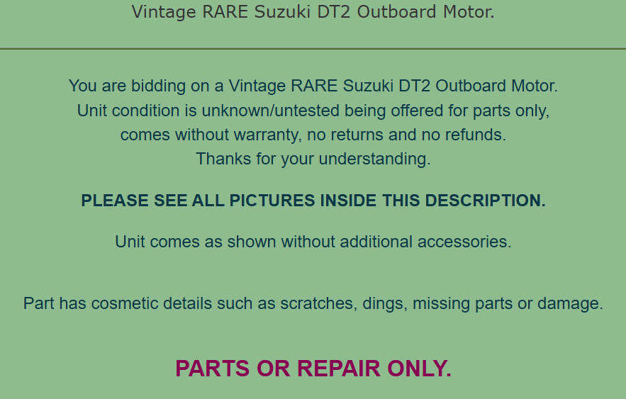 Suzuki Marine DT2 - Vintage RARE Outboard Boat Motor