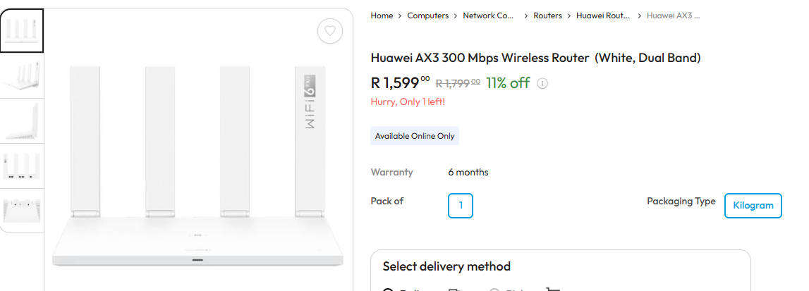 Huawei AX3 - 3000MPS Router - Model WS7100