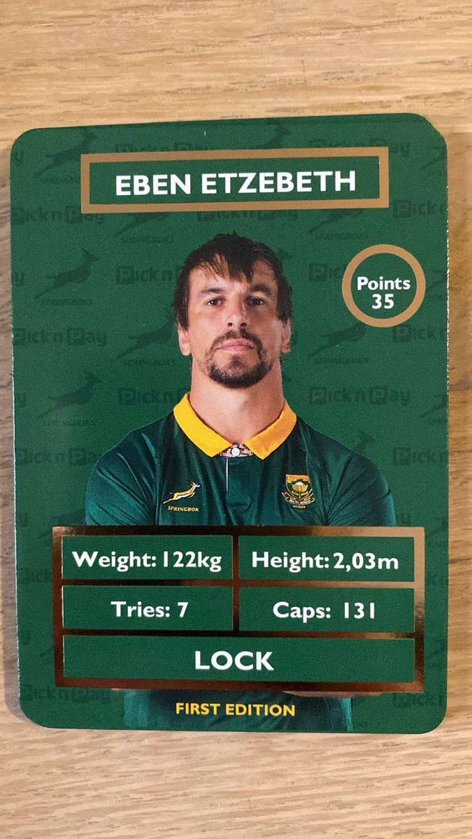 Eben Etzebeth Rugby Card - Pick n Pay Collectaboks Trading Cards