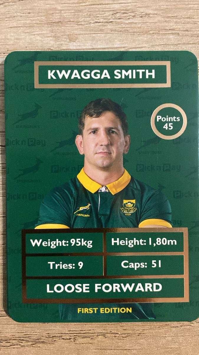 Kwagga Smith Rugby Card - Pick n Pay Collectaboks Trading Cards