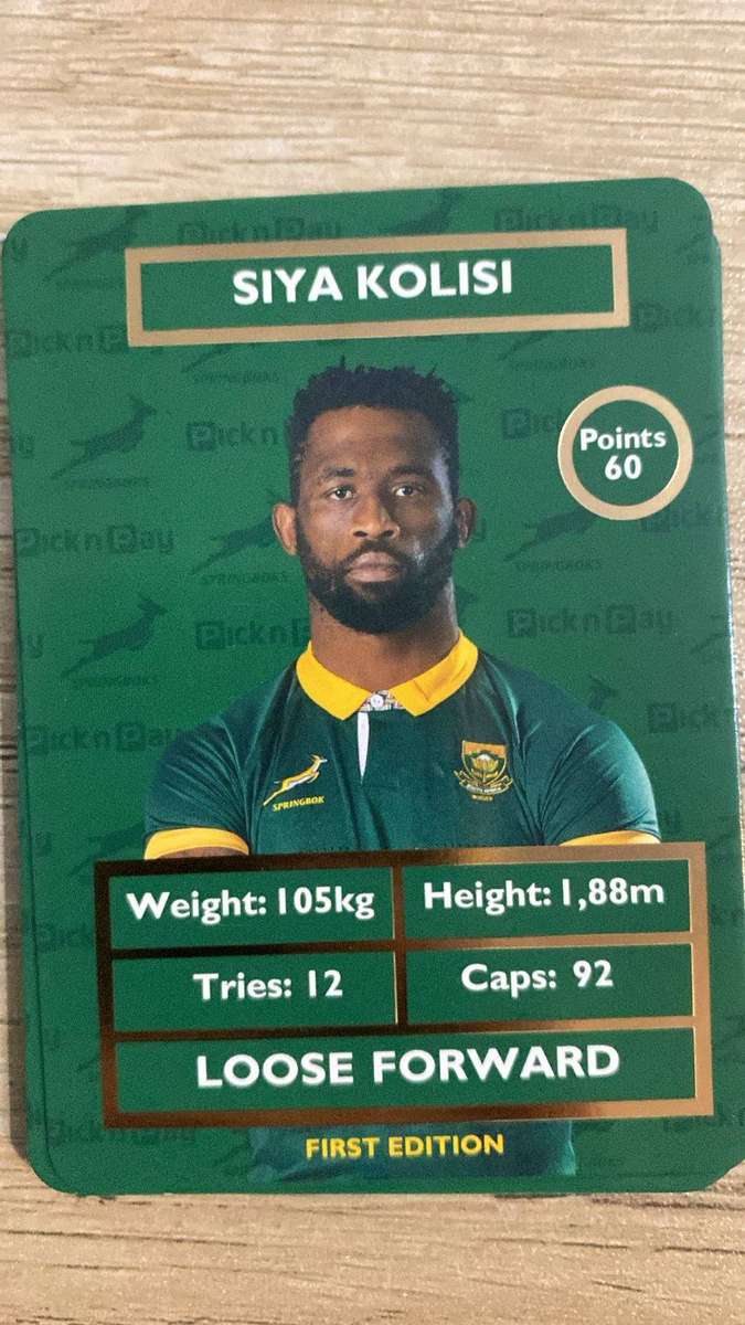 Siya Kolisi Rugby Card - Pick n Pay Collectaboks Trading Cards