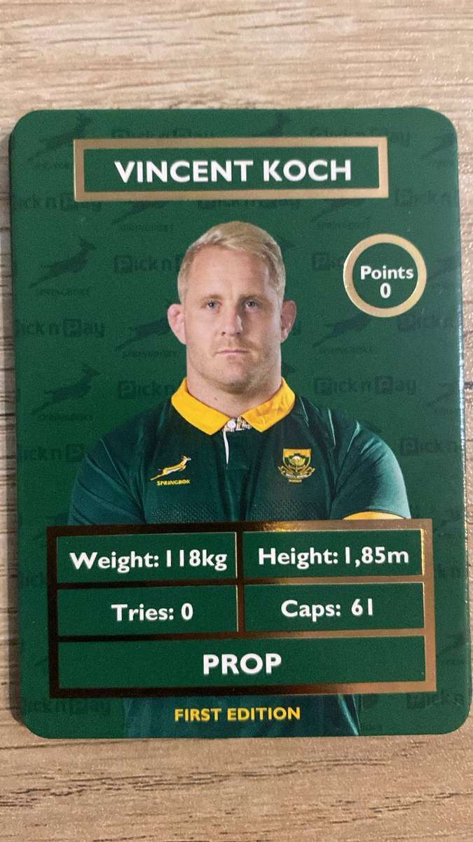 Vincent Koch Rugby Card - Pick n Pay Collectaboks Trading Cards