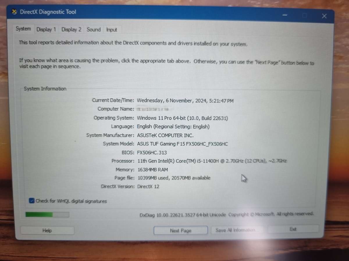 ASUS TUF F15 FX506H Gaming Laptop
