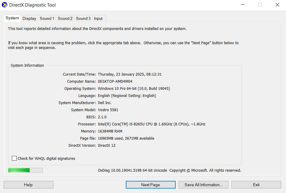 Dell Vostro 5581 i5 8265u 16GB DDR4