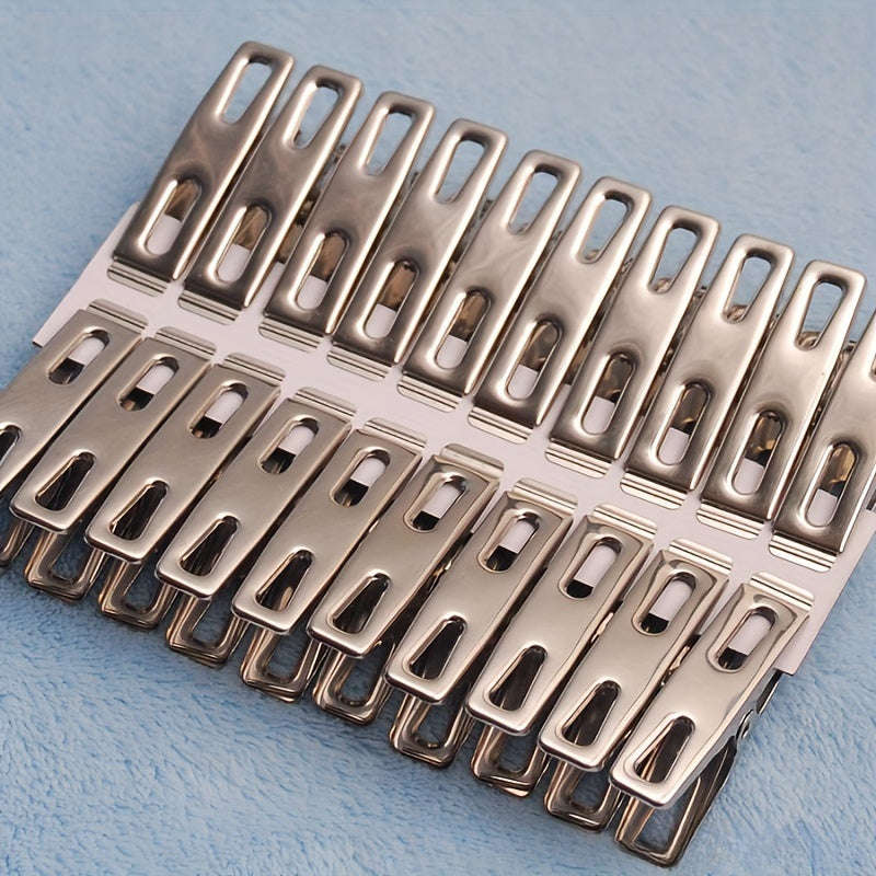 20 Pack Heavy Duty Stainless Steel Clothespins - Windproof Laundry Drying Clips, Multipurpose Metal