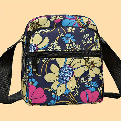 Nylon Tropical Print Crossbody Bag Casual Mini Shoulder Bag