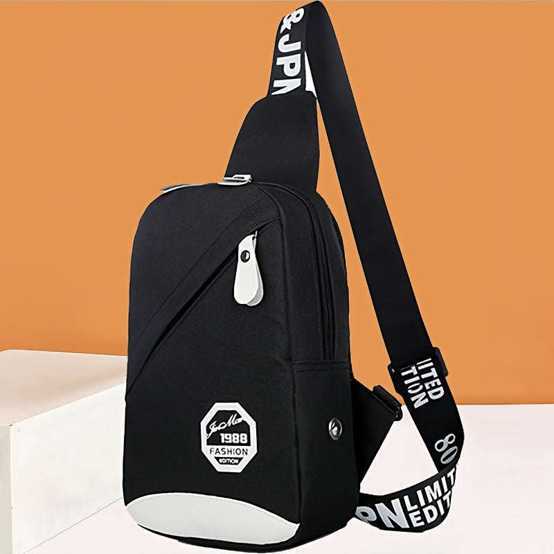 Fashion Black Nylon Women's Crossbody Bag - Lightweight Adjustable Shoulder Strap Crossbody Chest Ba