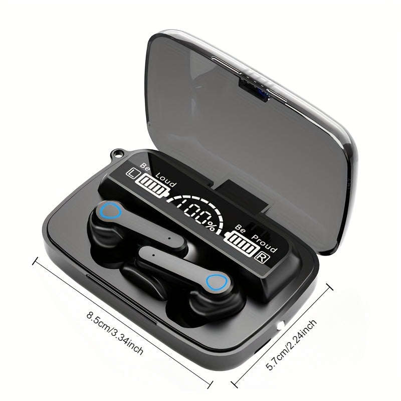 Wireless earbuds, sports earphones with emergency charging box, LED power display, built-in micropho