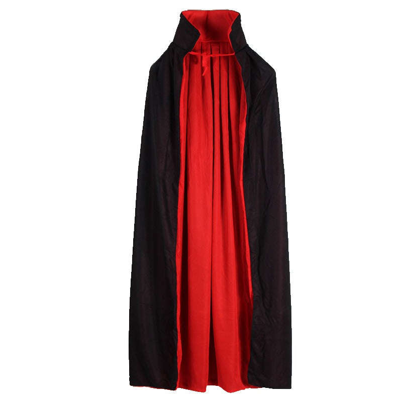 Unisex Gothic Vampire Cape Double Layer Black And Red With Hood And Stand Collar