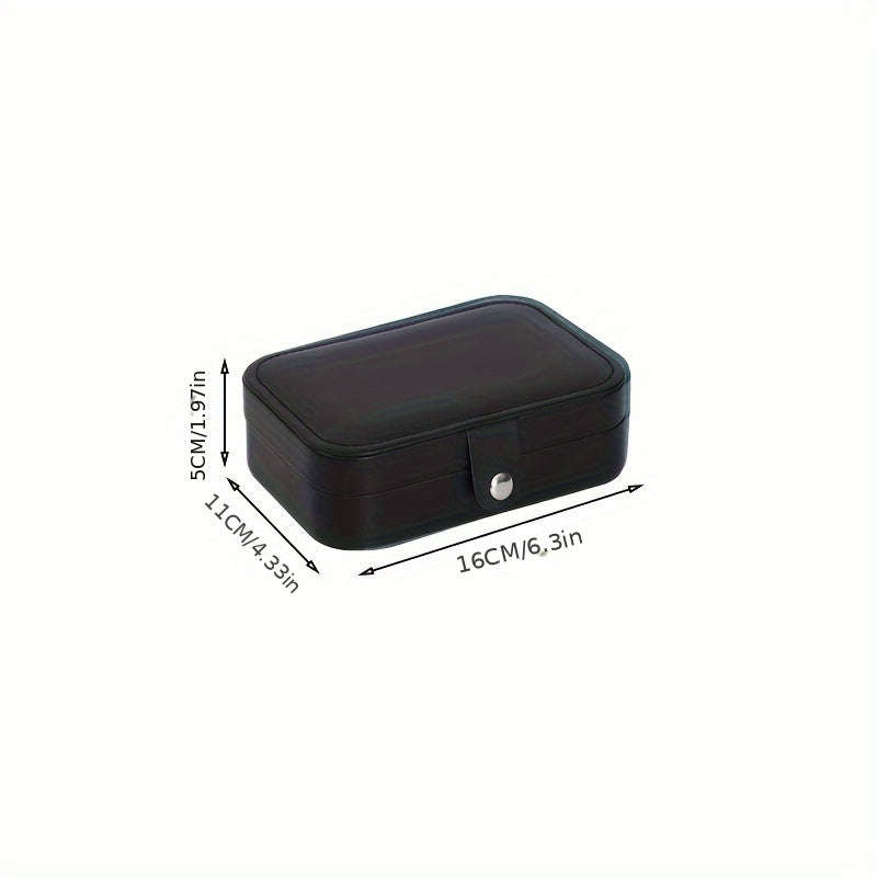 Portable double layer imitation leather jewelry storage box