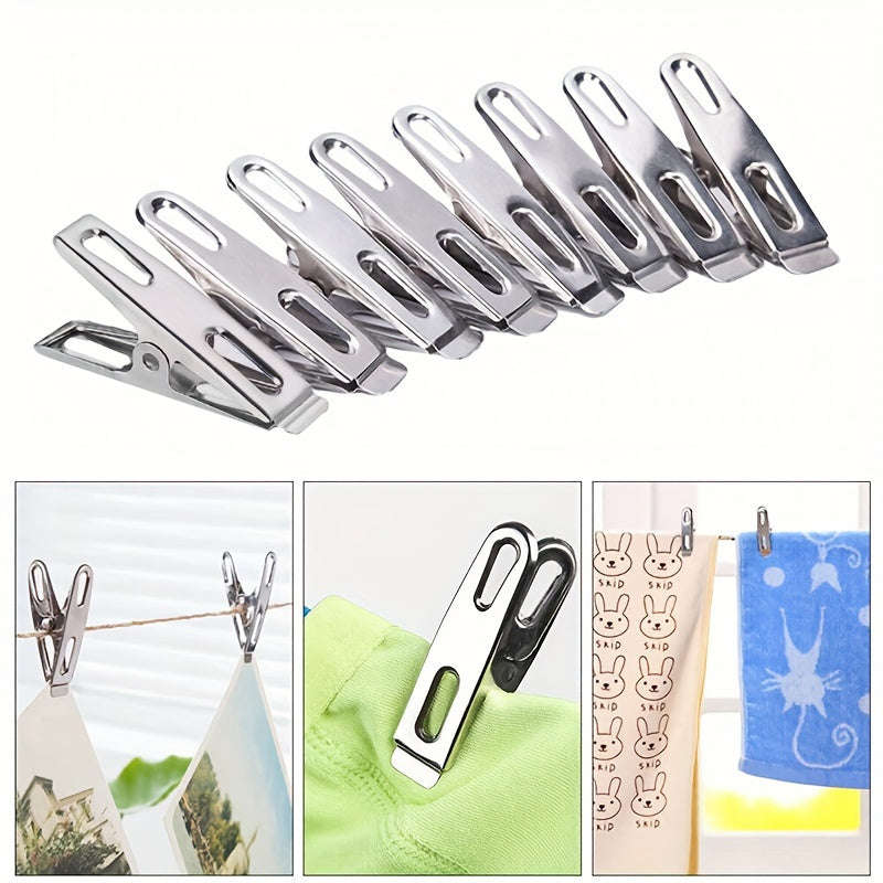 20 Pack Heavy Duty Stainless Steel Clothespins - Windproof Laundry Drying Clips, Multipurpose Metal