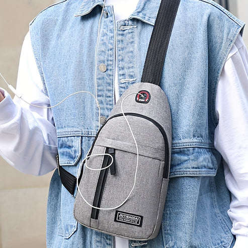 New Fashion Chest Bag Men's S Messenger Bag Canvas Shoulder Bag Chest Bag [Random Pull Head Directio