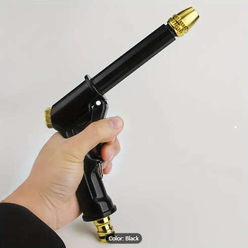 1pc High-Pressure Hose Nozzle Sprayer with Adjustable Metal Nozzle Ergonomic Trigger