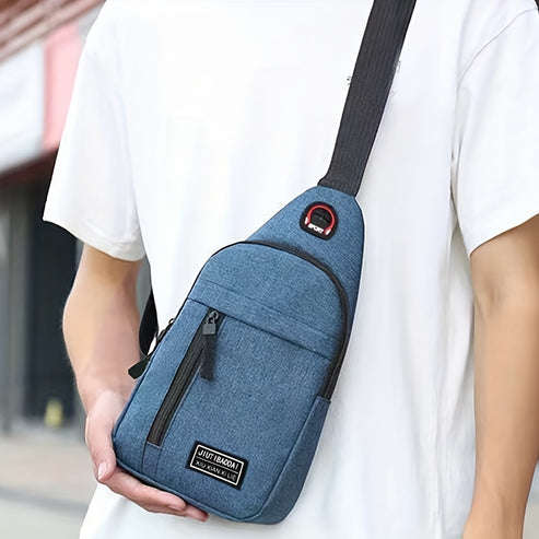 New Fashion Chest Bag Men's S Messenger Bag Canvas Shoulder Bag Chest Bag [Random Pull Head Directio