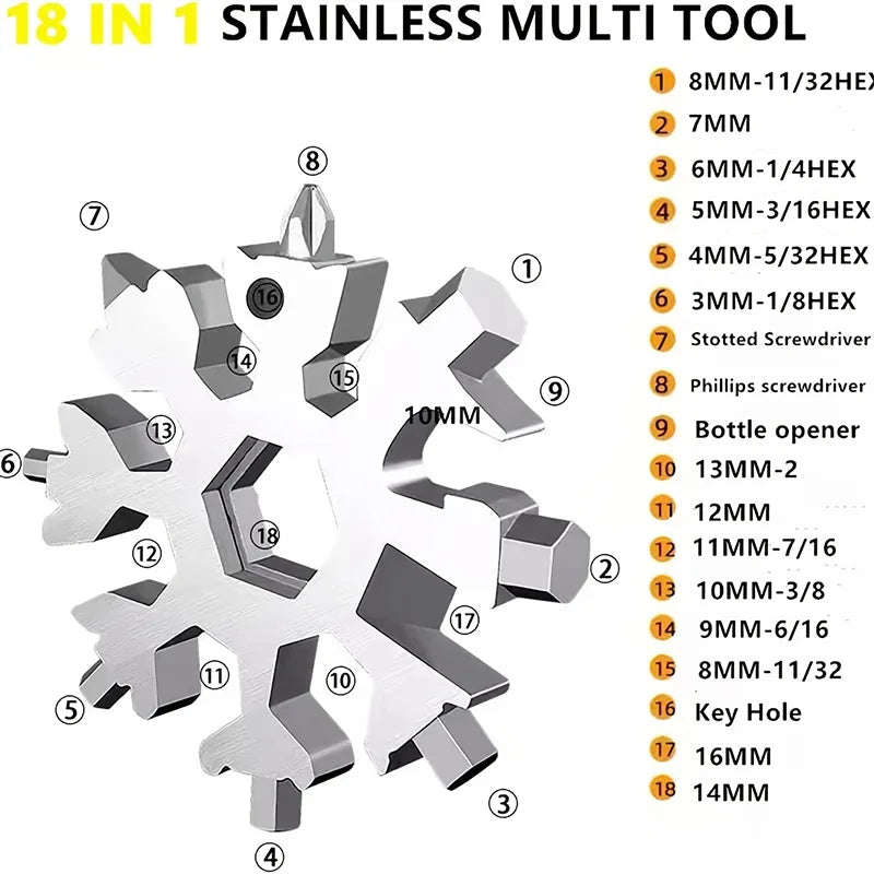 18 In 1 Snowflake Multi-Tool Christmas Stocking Stuffers Unique Gifts For Men And Women Snowflake