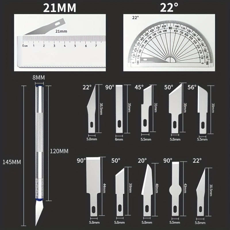 13pcs Metal Carving Knife Pen Art Seal Cutting Manual Combination Paper Cuttings Non-Slip Gadget DIY