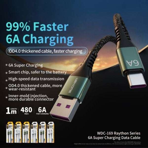 100CM USB Type-C Line and Metal Plug Fast Charging Cable 6A