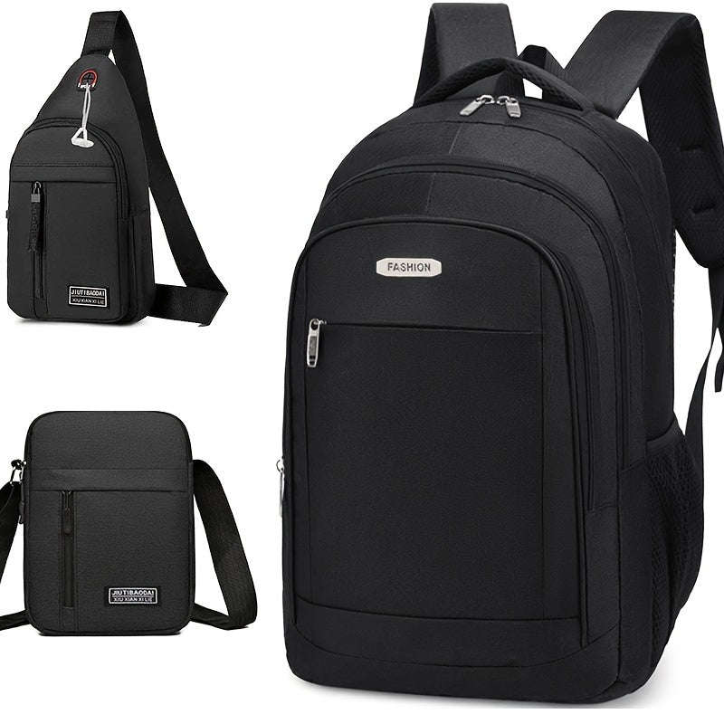 3pcs Student Trendy Large Capacity Backpacks Suitable For Junior And Senior High School Campus Leisu