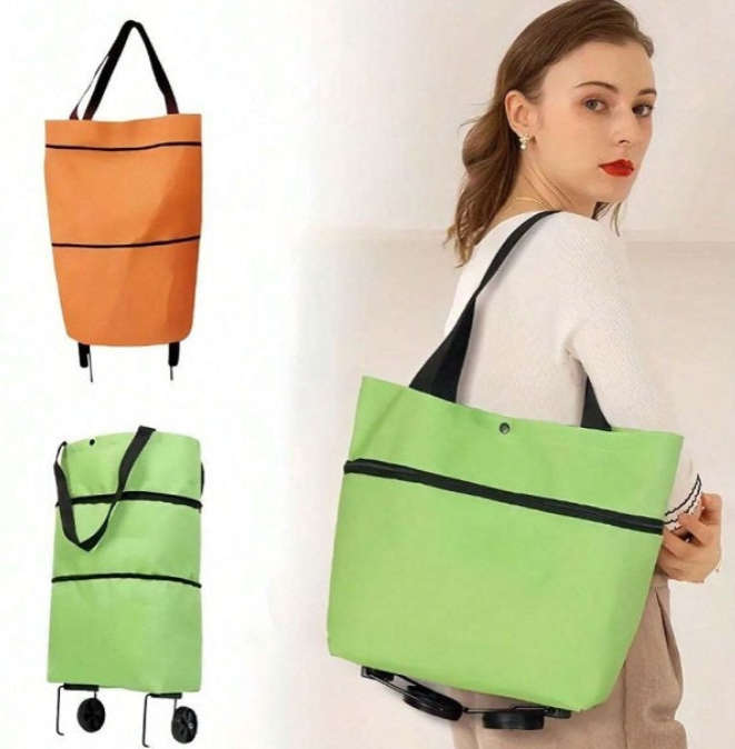 Collapsible Reusable Grocery Shopping Bag on Wheels