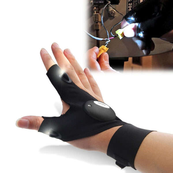 Fingerless LED Flashlight Gloves (Right Hand)