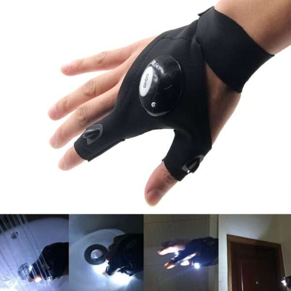 Fingerless LED Flashlight Gloves (Right Hand)