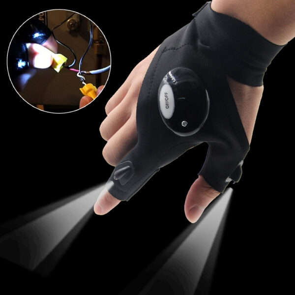 Fingerless LED Flashlight Gloves (Right Hand)