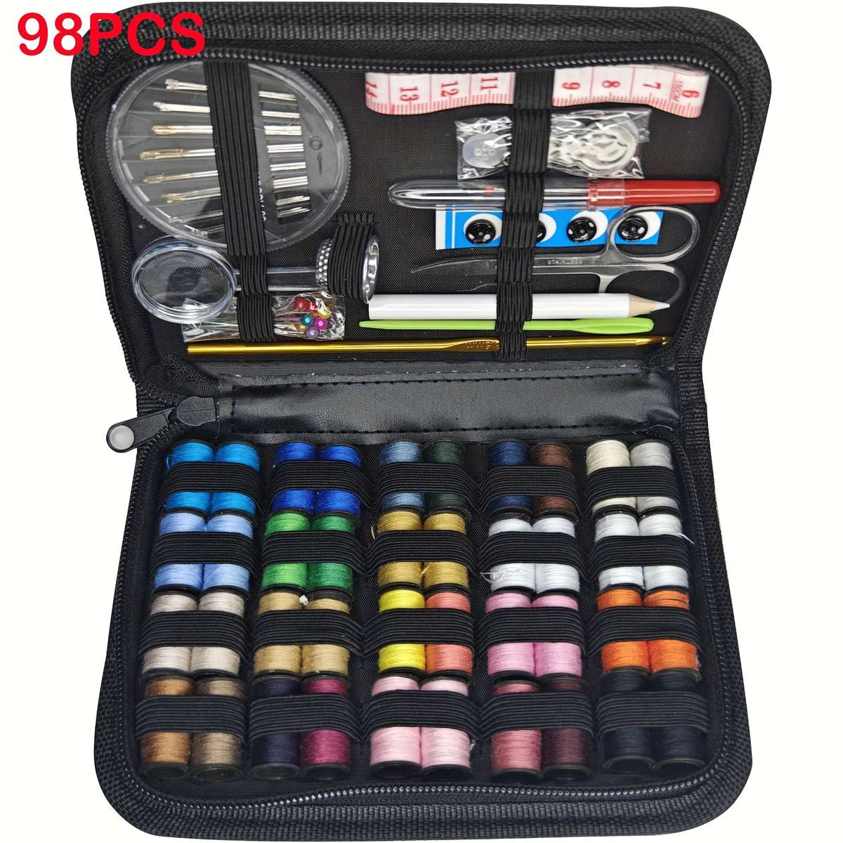 98-Piece Sewing Kit With Box Portable Sewing Supplies 40-Color Thread Needlework Kit For Minor Repa