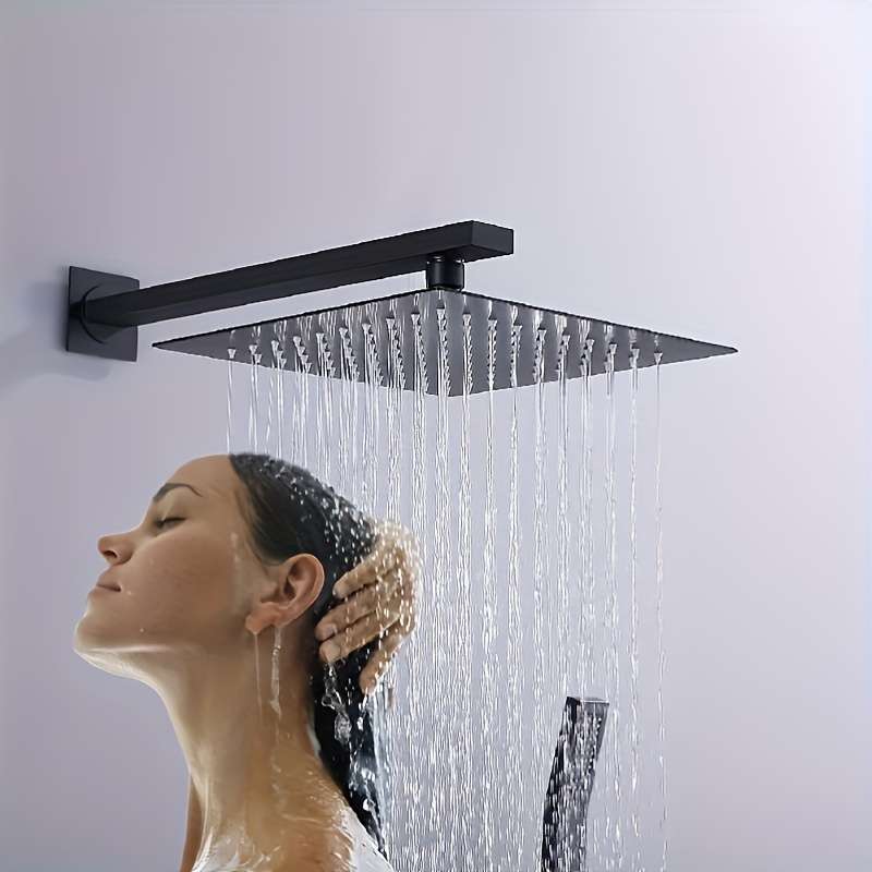 1Pc Square Stainless Steel Rain Shower Head Easy To Install No Electricity Required