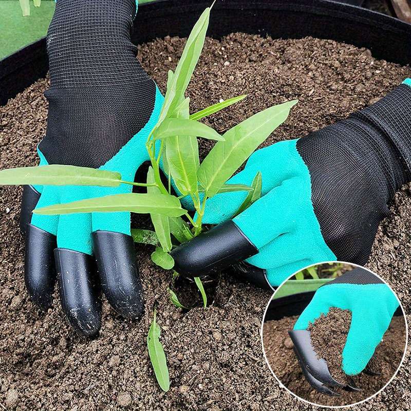 Waterproof Garden Gloves With Claws For Digging And Planting - 1 Pair, Puncture-Resistant Latex Gard