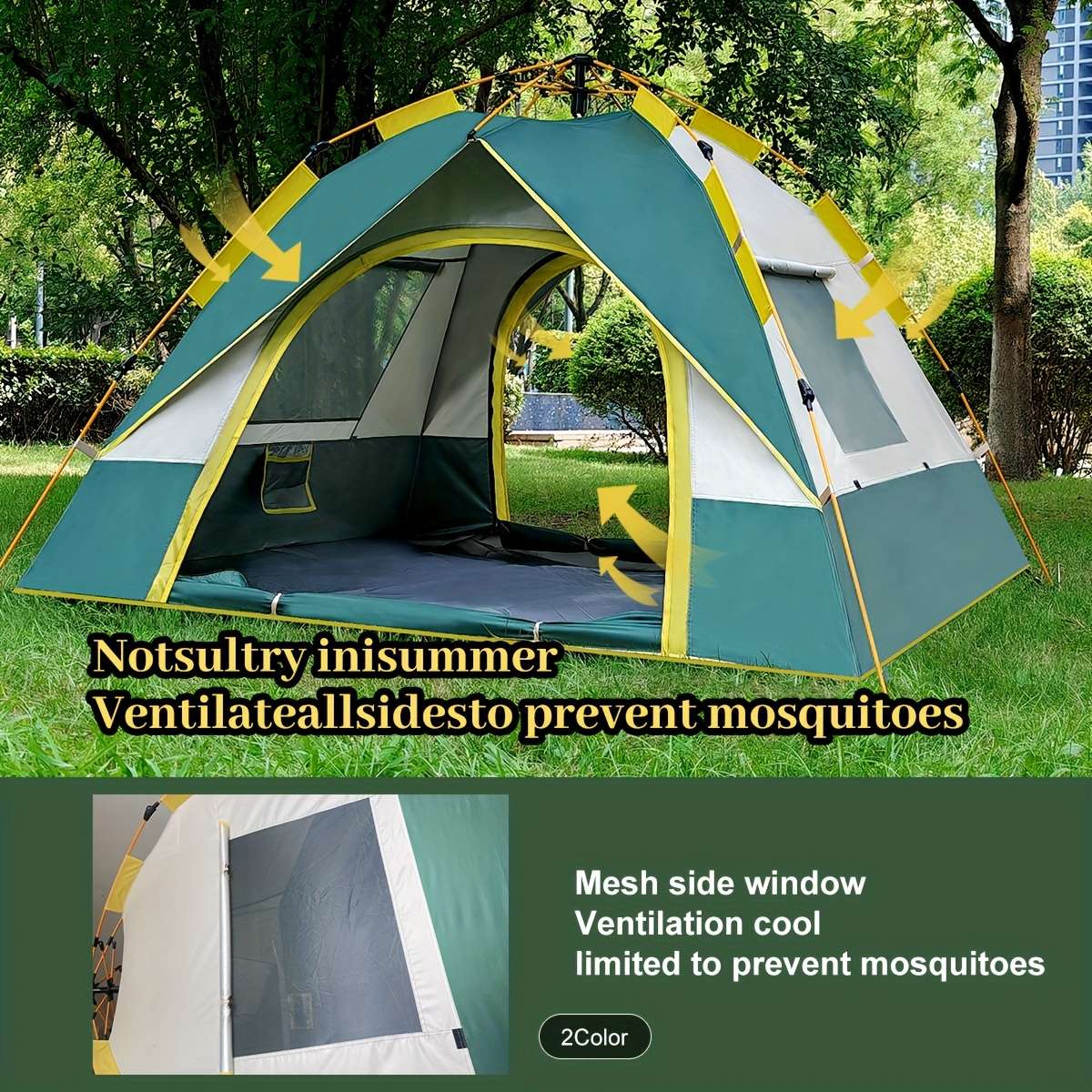 Versatile Waterproof Windproof Tent With Double Doors - Perfect For Family Camping, Hunting, Hiking
