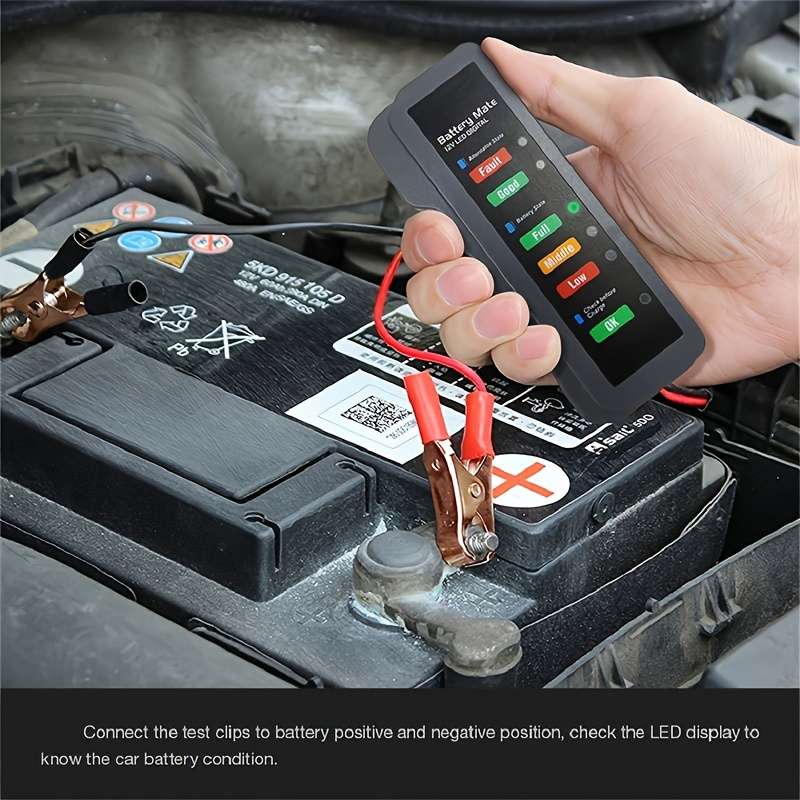 Mini Digital Car Battery And Alternator Savior - 12V Instant Read Tester With 6Led Display - Portabl