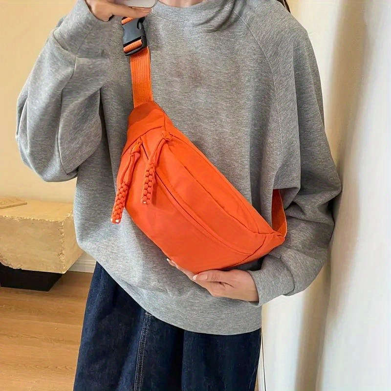 Women's Nylon Chest Bag - Casual Crossbody Shoulder Bag With Adjustable Strap, Zipper Closure, Polye