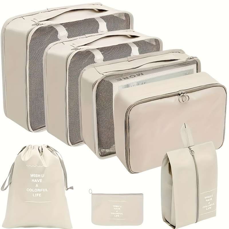 7-Piece Ultimate Travel Organizer Set - Spacious And Lightweight Luggage, Shoe Bag, Toiletry Bag And