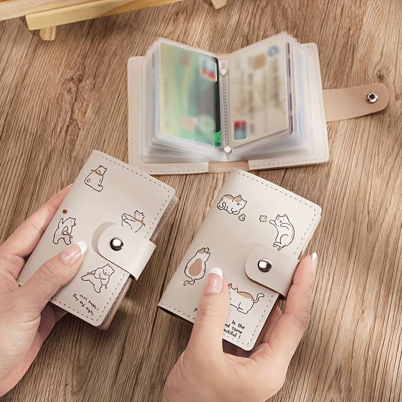 1Pc Cute Cat Cartoon Pattern Card Holder Multi-Slot Card Box Perfect Casual Card Storage Bag