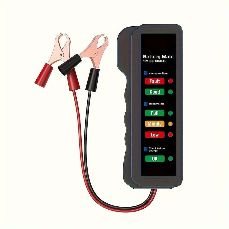 Mini Digital Car Battery And Alternator Savior - 12V Instant Read Tester With 6Led Display - Portabl