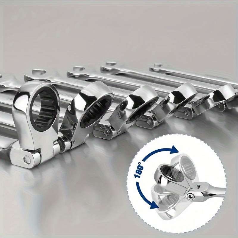 10mm Flexible Head Ratchet Wrench - Auto Repair Dual Use Steel Gear Tool 1 Pc