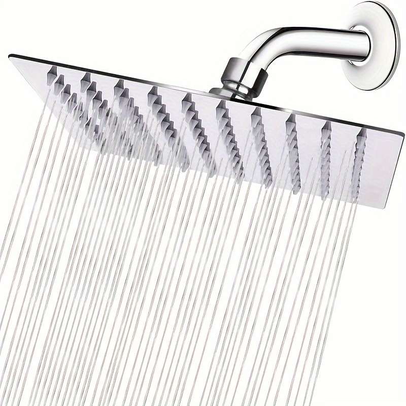 1Pc Square Stainless Steel Rain Shower Head Easy To Install No Electricity Required
