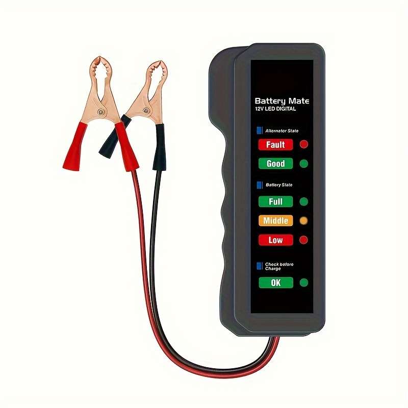 Mini Digital Car Battery And Alternator Savior - 12V Instant Read Tester With 6Led Display - Portabl