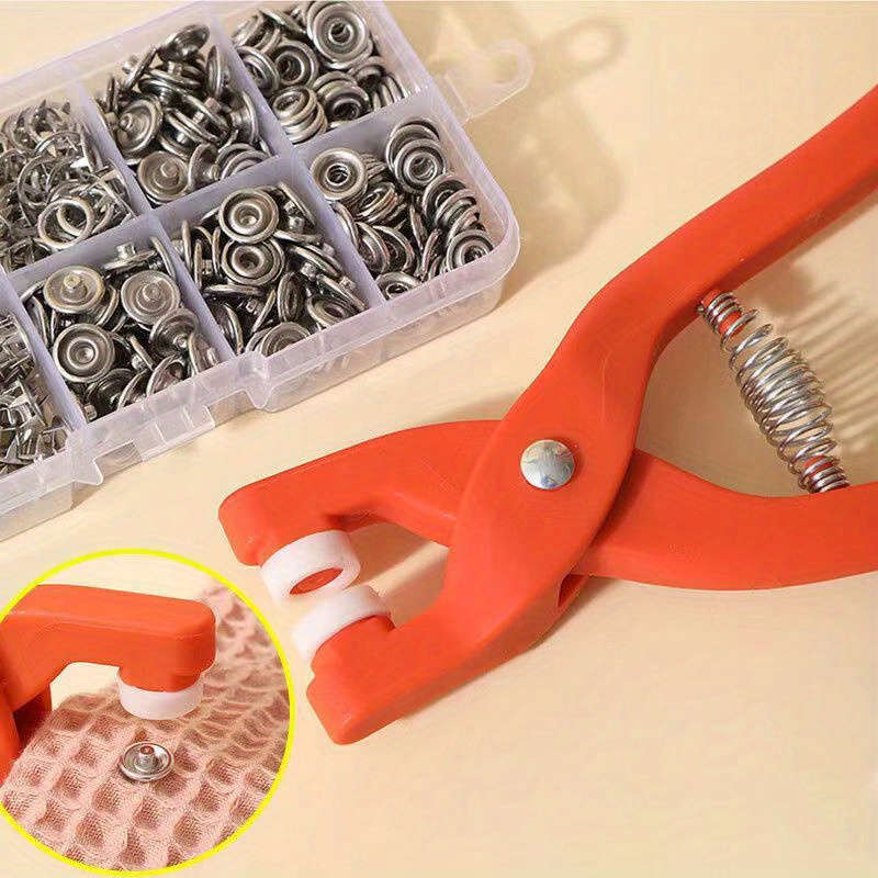 50 Sets, Snap Button Kit With Manual Pressure Pliers And 50 Snap Buttons And 1 Transparent Box, Stai